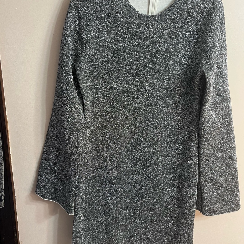 Good American Sparkling Gray Long Sleeve Dress